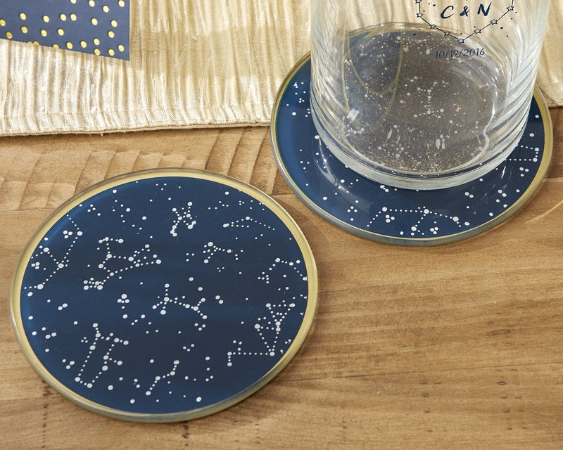 Kate Aspen Under the Stars Coaster Set, Navy/Gold/White - Image 2